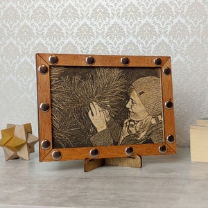 Custom Engraved Photo on Wood - Personalized Portrait Plaque