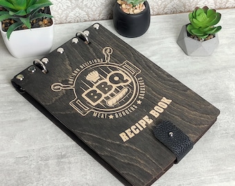 Personalized Recipe Book, Blank Binder, Wooden Cookbook, Bridesmaid Gifts