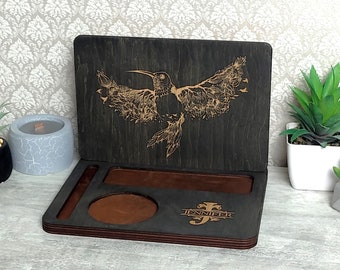 Wood Nightstand Book Holder: Valet Tray, Book Nook Gift