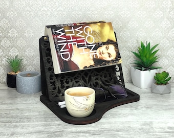 Book Holder, Stand For Reading, Wooden Book Valet, Nightstand Organizer, Book Nook Rest, Birthday Gift For Book Lover, Mothers Day Gift
