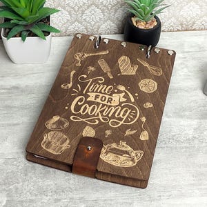 Custom Blank Cookbook, Personalized Wooden Recipe book, , A5 100-page Recipe Binder, Personalized Journal, Family Recipe Book