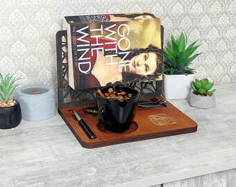 Rustic Wooden Book Valet: Nightstand Organizer, Book Nook Rest