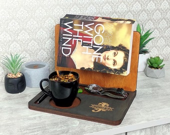 Personalized Wood & Leather Book Holder: Nightstand Organizer