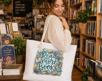 Read More Books Weekender Bag | Book Lover Tote, Reading Illustration, Writing gift, Novelist, Writer, book lover gift, aspiring author