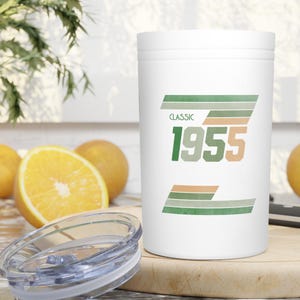Vintage 1955 Vacuum Insulated Tumbler, Classic Style Travel Mug, Perfect Gift for Retro Lovers, Birthday, Anniversary, Outdoor Events