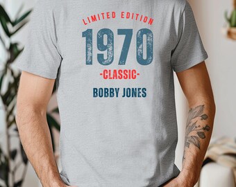 Personalized Birth Year T-Shirt, Custom Name Tee, Vintage Year Shirt, Birthday Gift, Christmas Gift, Men and Women Classic Tee, Birthday