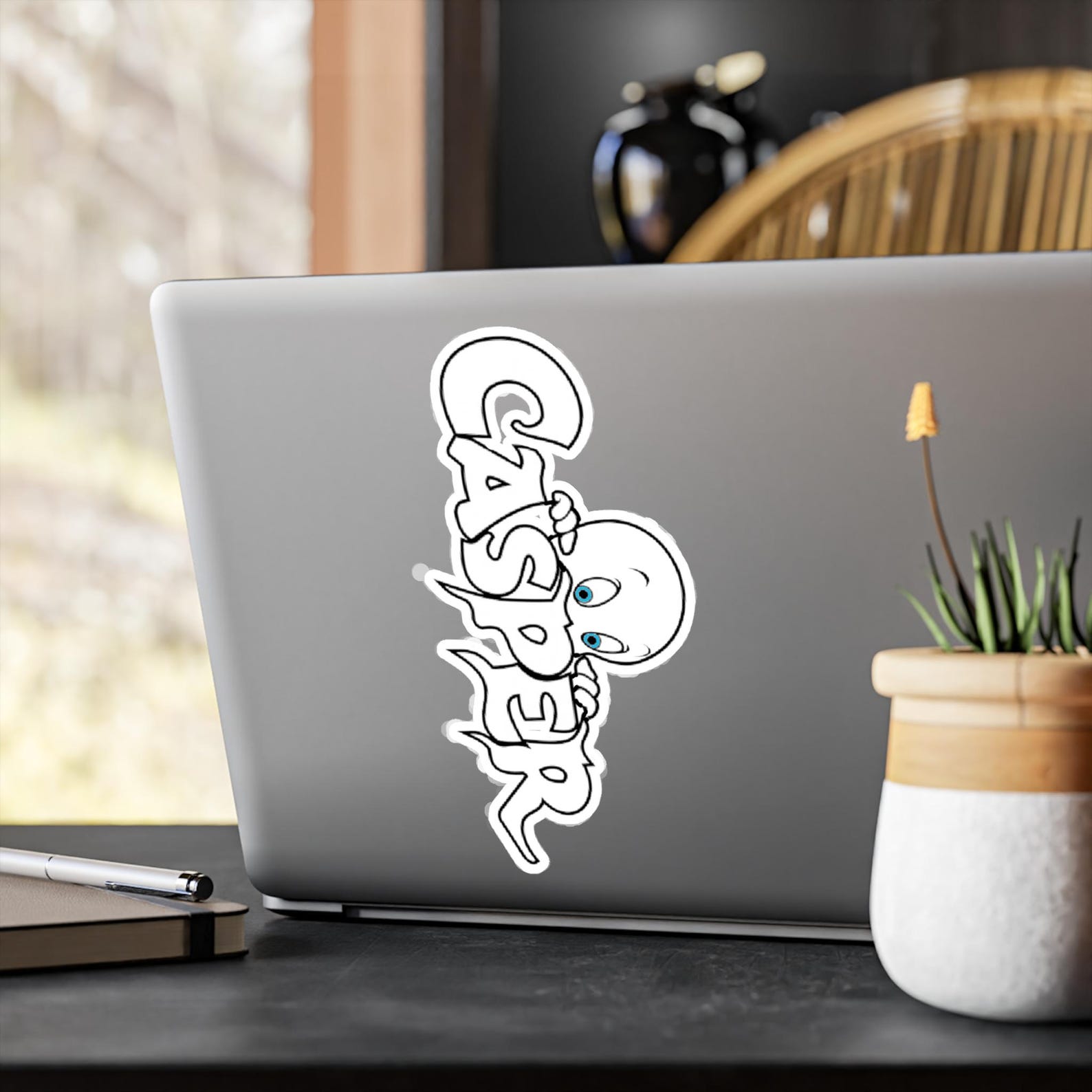 Black and White Casper Vinyl Decals, Sticker, 90's, Spooky, Ghost ...