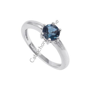 London Blue Topaz Ring: Sterling Silver Statement Ring with Zircon