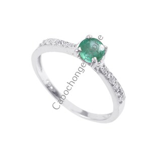 Emerald Zircon Ring: 925 Sterling Silver Engagement Ring