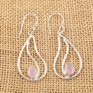 Pink Chalcedony Earrings, 925 Sterling Silver Earrings, Silver Earrings, Handmade Jewelry, Boho Earring Dangle Drop Earring, Birthday Gift