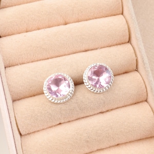 Silver Morganite Earrings, Created Morganite, Pink Earrings, Silver Dainty Earrings, Pink Earrings, Minimalist Earrings, Morganite Earrings