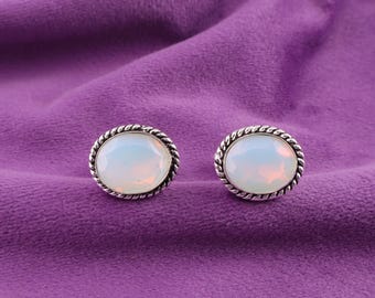 Opal Cufflinks Sterling Silver Cufflinks Silver Fire Opal Cuff links High Quality Milky Opal Fire Opal Sterling Silver Cufflinks Oval Shape