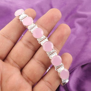 Rose quartz bracelet, sterling silver bracelet, dainty wristband Rose quartz bracelet, natural faceted rose quartz, gemstone bracelet