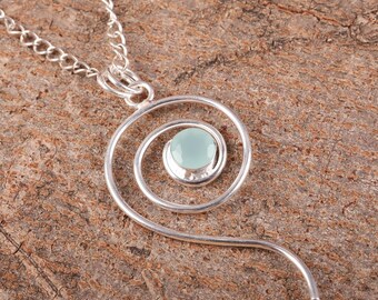 Aqua Chalcedony Pendant, 925 Silver Pendant, Handmade Pendant, Gemstone Pendant, Women Pendant, Neck Pendant, Symbol of peace