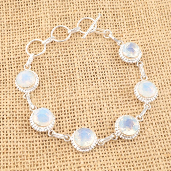 Milky Opal 925 Sterling Silver 6 Stone Handmade Jewelry Adjustable