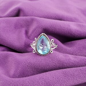 Blue Topaz Ring~ Pear Shape Ring~ 925 Sterling Silver Ring~ Birthday Events~ Amazing Ring~ Gemstone Ring~ Handmade Ring~ Silver Jewelry