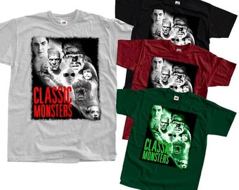 Classic Monsters V1 Horror Poster T-SHIRT All sizes S-5XL Cotton