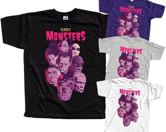 Classic Monsters V2 Horror Poster T-SHIRT All sizes S-5XL Cotton