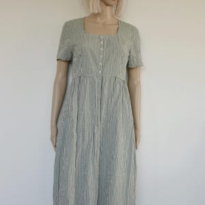 Green gingham Dress trachten cottagecore dress green white check dress Gössl vintage 90s button up 1990s Size 38 Small UK 10