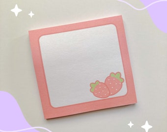 Kawaii Strawberry Sticky Notes, Cute Strawberry Stationery, Pastel Aesthetic Sticky Notes, Kawaii Stationery, Cute Sticky Notepad