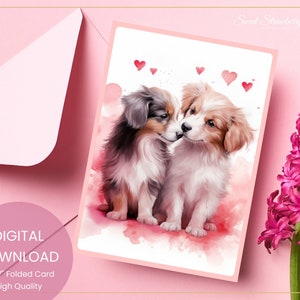 Tarjeta de aniversario para perro, tarjeta de aniversario imprimible, tarjeta de San Valentín para perro, tarjeta de San Valentín imprimible, tarjeta de felicitación para perro, DESCARGA DIGITAL #J25