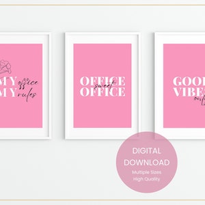 Set of 3 Pink Wall Art for Women, Inspirational Wall Art, Pink Office Desk Decor, Blush Pink Office Wall Decor Bundle Digital DOWNLOAD#I1