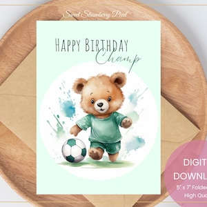 Fußball Geburtstagskarte, alles Gute zum Geburtstag, Kinder Geburtstagskarte, Geburtstagskarte, Sportkarten, digitaler DOWNLOAD #J19