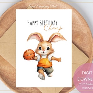 Basketball Geburtstagskarte, alles Gute zum Geburtstag, Kinder Geburtstagskarte, Druckbare Geburtstagskarte, Sportkarten für Kinder, Digitaler DOWNLOAD #J18