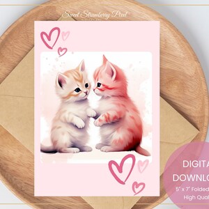 Verjaardagskaart kat, afdrukbare verjaardagskaart, Valentijnskaart kat, afdrukbare Valentijnsdagkaart, kattenliefhebber, digitaal DOWNLOAD #J24