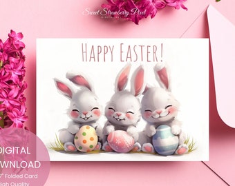 Easter Greeting Card, Easter Bunny Card, Rabbit Greeting Card, Funny Easter Card, Easter Card, Printable Card, Digital DOWNLOAD #J30