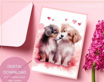 Dog Anniversary Card, Printable Anniversary Card, Dog Valentine Card, Printable Valentine's Day Card, Dog Greeting Card, DigitalDOWNLOAD#J25