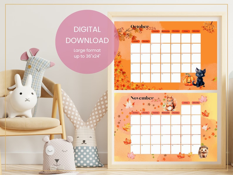 2024 Large Wall Calendar Printable Calendars 2024 Calendars Etsy