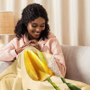 Yellow Tulips Sherpa blanket