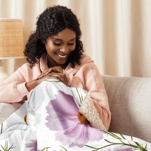 Purple Flowers Sherpa blanket