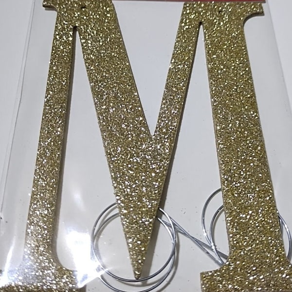 New Monogram gold GLITTER ornament hanging accesories included LETTERS 3.5x5