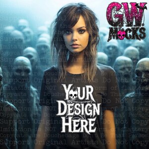 Womens Gothic black Mockup Mocks short sleeve crewneck tshirt, Shirt Mock Up, t-shirt, mockups, Gildan, horror zombie