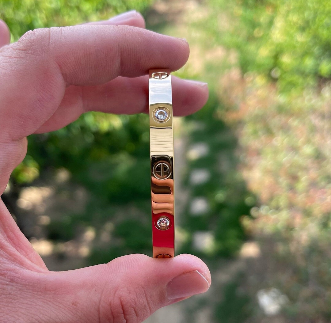 Women 18K Real Gold Plated Bracelets Men Bracelets Unisex Etsy