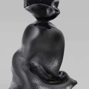Handmade Blown Art Glass Vase for Home Decor and Room Decoration &quot;Black Bag&quot;
