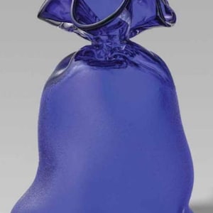 Handmade Blown Art Glass Vase for Home Decor and Room Decoration &quot;Blue Bag&quot;