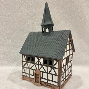 Christmas Ceramic House Art Tealight Candle Holder Room Decoration Handcrafted Collectible Miniature House (G30)