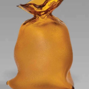 Handmade Blown Art Glass Vase for Home Decor and Room Decoration &quot;Amber Bag&quot;