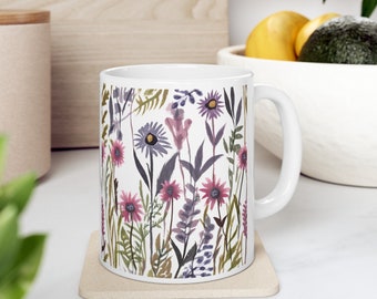 MissDaisy Flowers Mug - Boho Wildflowers Cottagecore Coffee Mug, Gift For Garden Lovers, Floral Nature Design