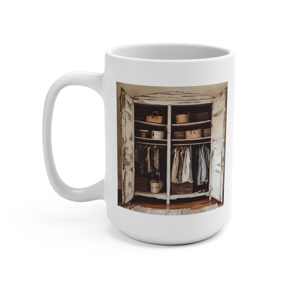 Rustic Farmhouse Closet, Vintage, Victorian, Colonial, Coffee Mug, Farmhouse Atheistic, Art Style Mug, High Fashion, Fashion Gift, 15oz Mug