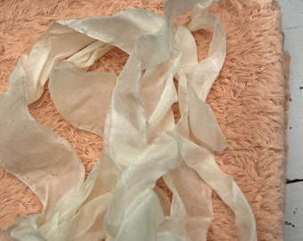 About 49 x 35 cm Of Hand Dyed Viscose With 100% Habotai Silk Ribbon (VIP01)