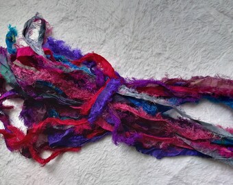 10 fuzzy silk ribbons between 90 - 95cm each (Mystic13)
