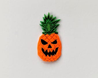Pineapple Jack - Hawaiian Halloween Jack-O&#39;-Lantern Magnetic 3D Raised Decal