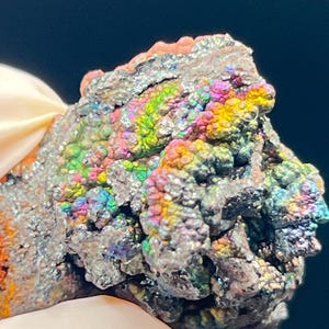 13g Green Pink and Blue Multicolored Bright Bubbly Rainbow Iridscent Hematite on Botryoidal Goethite and Turgite