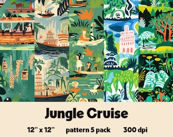 Disneyland Inspired Seamless Digital Patterns - Jungle Cruise Inspired