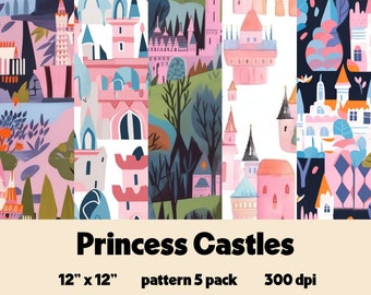 Disneyland Inspired Seamless Digital Patterns - Princess Castle Inspired