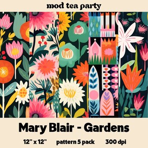 Mary Blair Gardens - Seamless Digital Patterns Gouache